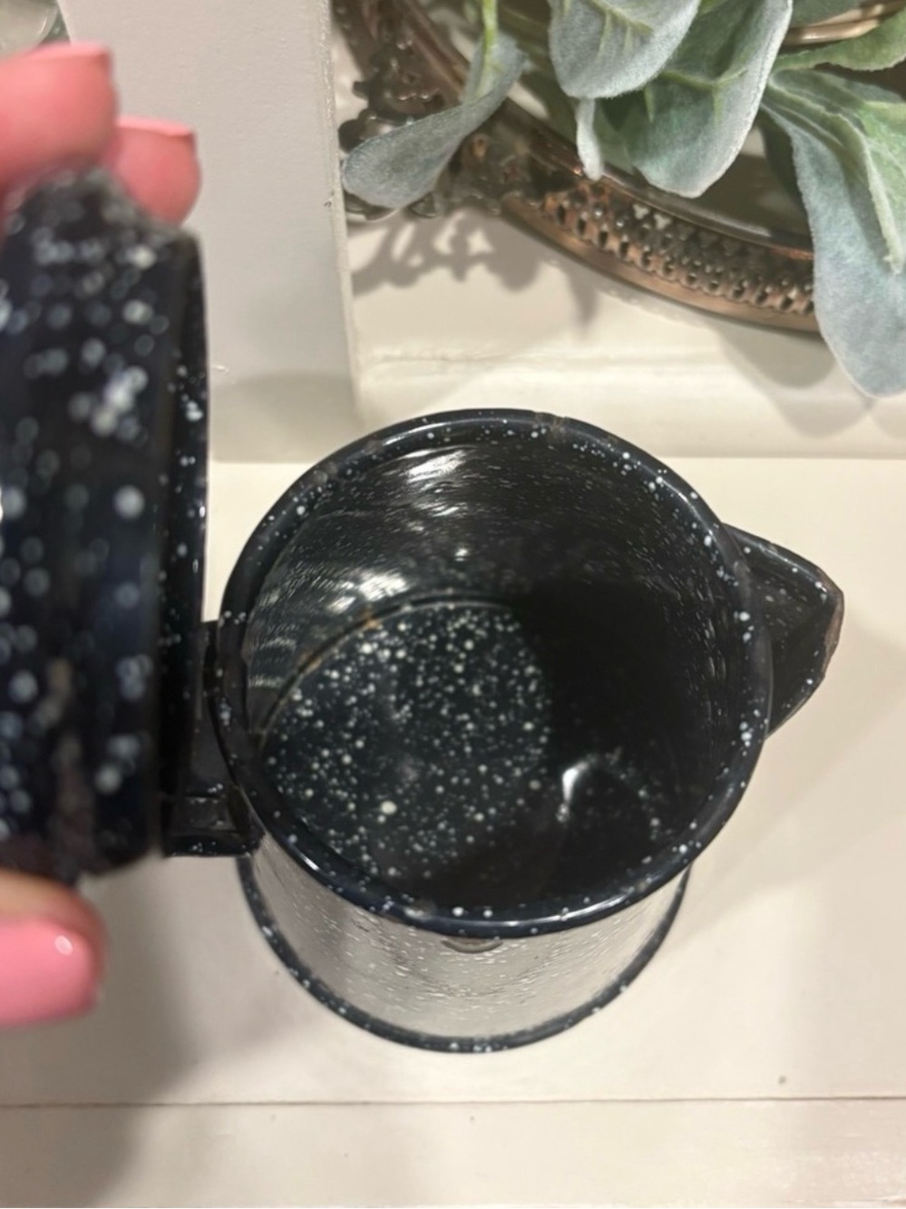 Vintage Paula Deen Speckled Enamelware Coffee Pots Farmhouse Cottagecore Decor - Picture 10 of 10